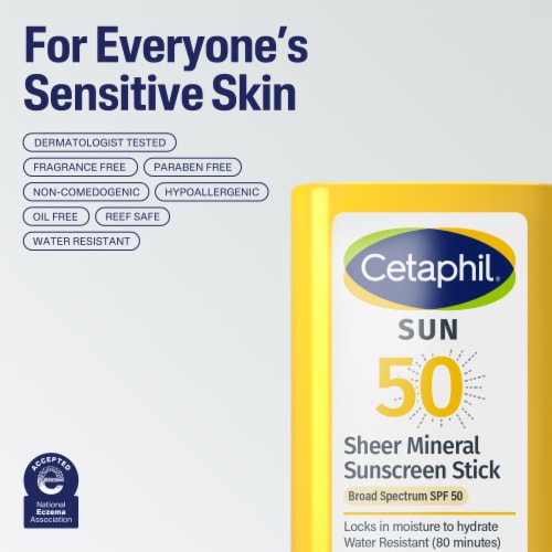 Cetaphil Sheer Mineral Stick Sunscreen for Face & Body, Broad Spectrum SPF 50 Perspective: top