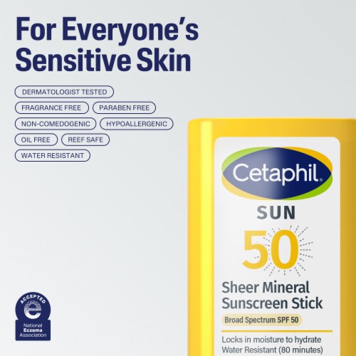 Cetaphil Sheer Mineral Stick Sunscreen for Face & Body, Broad Spectrum SPF 50 Perspective: top