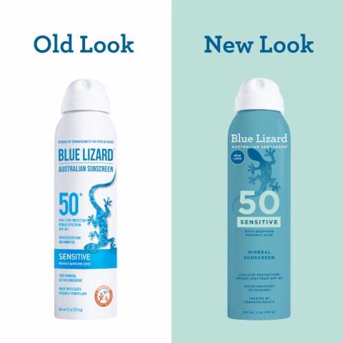 Blue Lizard Sensitive SPF 50 Mineral-Based Sunscreen Spray, Broad Spectrum, All Ages, 5 oz Perspective: top