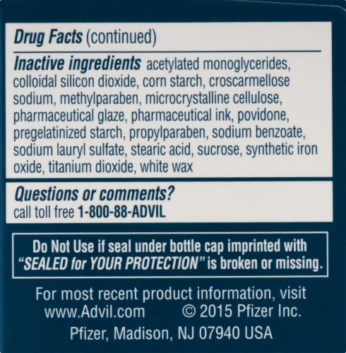 Advil 200 mg Ibuprofen Coated Tablets Perspective: top