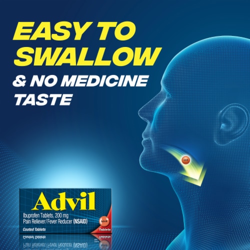 Advil Pain Reliever and Fever Reducer Ibuprofen for Pain Relief Coated Tablets 200mg Perspective: top