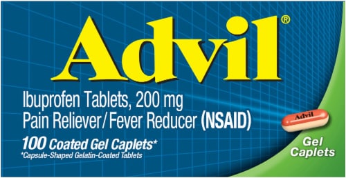 Advil Ibuprofen Coated Gel Caplets 200mg Perspective: top