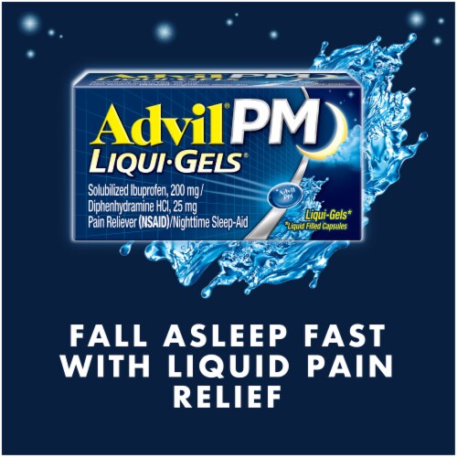 Advil PM Liqui-Gels Pain Reliever and Sleep Aid, Ibuprofen for Pain Relief Perspective: top
