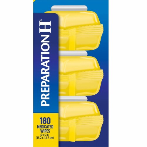 Preparation H Medicated Wipes Pouch, Maximum Strength+Witch Hazel/Aloe (180 ct.) Perspective: top