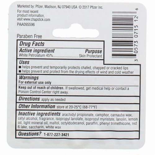 Chapstick Classic Lip Balm, Classic Strawberry, 0.15 oz Perspective: top