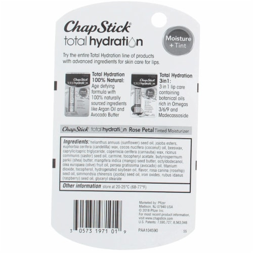 Chapstick Total Hydration Rose Petal Tinted Lip Balm Perspective: top