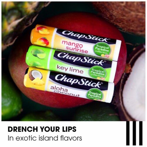 ChapStick Tropical Paradise Collection Mango, Lime and Coconut Lip Balm Tubes Perspective: top