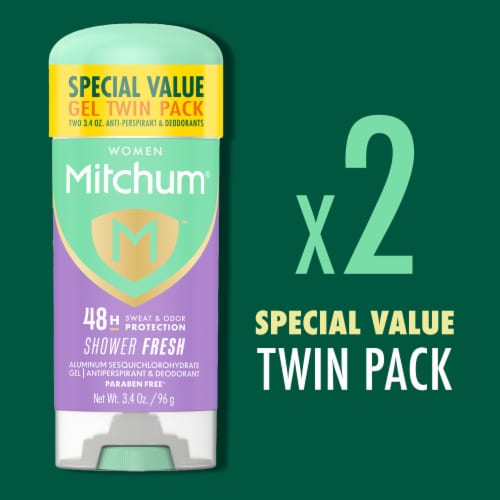 Mitchum Triple Odor Defense Women Gel Deodorant Shower Fresh 2-Pack Perspective: top