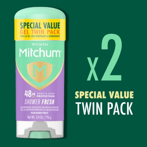 Mitchum Women Triple Odor Defense Shower Fresh Gel Antiperspirant Deodorant 2-Pack Perspective: top