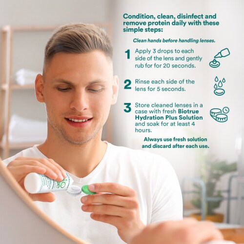 Biotrue Hydration Plus Contact Lens Solution Multi-Purpose Soft Lens Cleaner Perspective: top