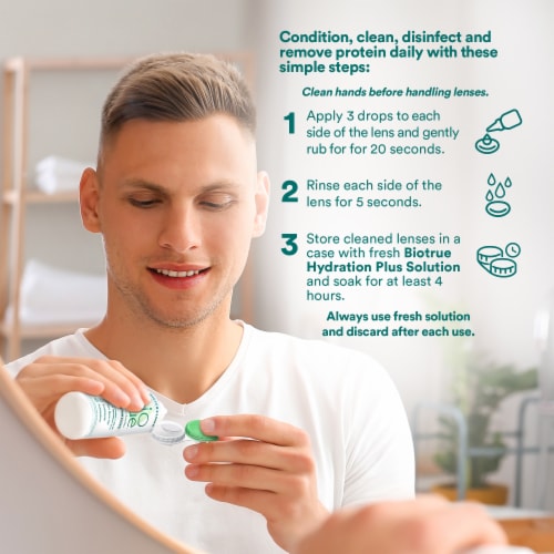 Biotrue Hydration Plus Contact Lens Solution for Soft Lenses with Lens Case Perspective: top