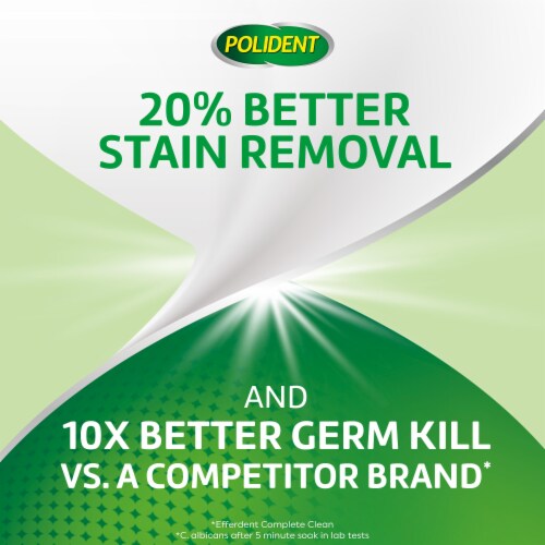 Polident, Antibacterial Denture Cleanser, 3 Minute, 4 in 1 Cleaning Power Perspective: top