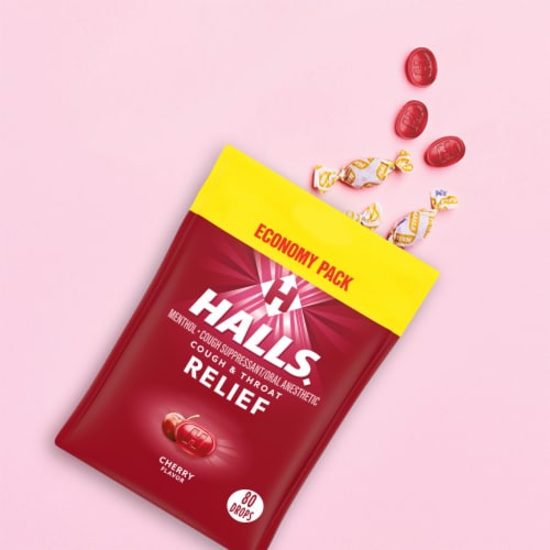 HALLS Relief Cherry Cough Drops Economy Pack Perspective: top