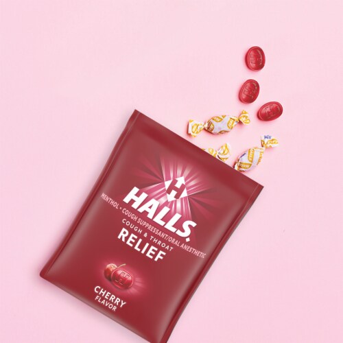 HALLS Relief Cherry Cough Drops Perspective: top