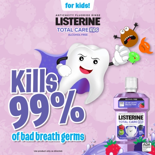 Listerine Smart Rinse Kids Mouthwash Berry Splash Flavor Alcohol-Free Anticavity Fluoride Oral Rinse Perspective: top