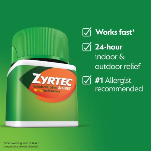 Zyrtec 24 Hour Allergy Relief Tablets Cetirizine HCl Perspective: top