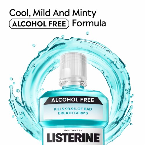 Listerine Zero Alcohol Mouthwash Cool Mint Alcohol-Free Oral Rinse Less Intense Formula Perspective: top