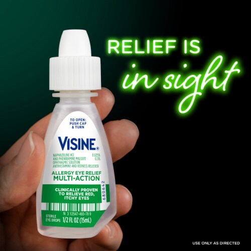 Visine Allergy Eye Relief for red itchy eyes Eye Drops Pheniramine Maleate & Naphazoline HCl Perspective: top