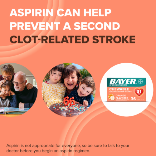 Bayer® Low Dose Chewable Aspirin Pain Reliever Orange Flavor Tablets 81mg Perspective: top