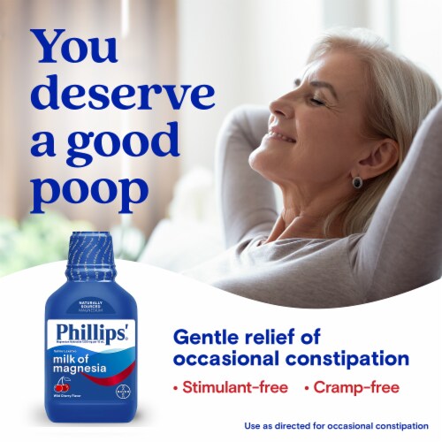 Phillips'® Milk of Magnesia Wild Cherry Overnight Liquid Laxative Perspective: top