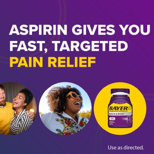 Bayer® Back & Body Pain Reliever Aspirin Caffeine Coated Caplets Perspective: top
