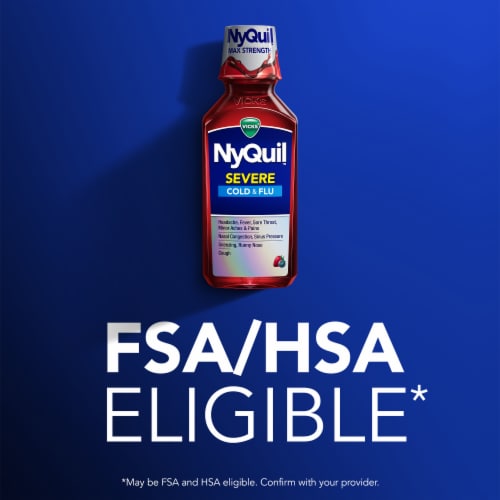 Vicks NyQuil Severe Cold and Flu Medicine Acetaminophen Berry Liquid Perspective: top
