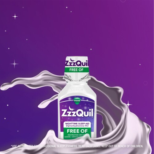 ZzzQuil Soothing Berry Flavor Nighttime Sleep Aid Liquid Perspective: top
