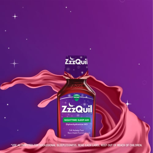 ZzzQuil Vanilla Cherry Nighttime Sleep Aid Liquid Perspective: top