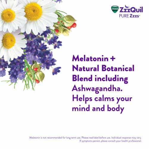 ZzzQuil PURE Zzzs De-Stress Melatonin Sleep Aid Gummies Perspective: top