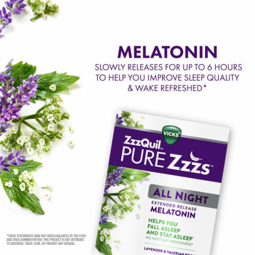 ZzzQuil PURE Zzzs All Night Extended Release Melatonin Sleep Aid Tablets Perspective: top