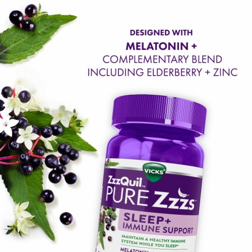 ZzzQuil PURE Zzzs Sleep + Immune Support Melatonin Sleep Aid Gummies Perspective: top