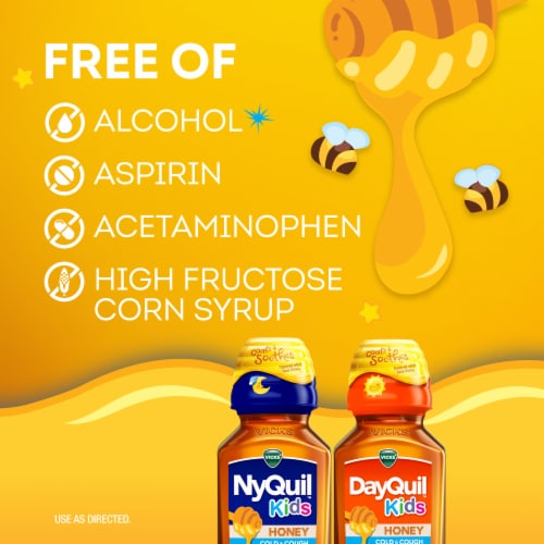 VICKS DayQuil & NyQuil Kids Honey Cold & Cough + Congestion Liquid Combo Pack Perspective: top