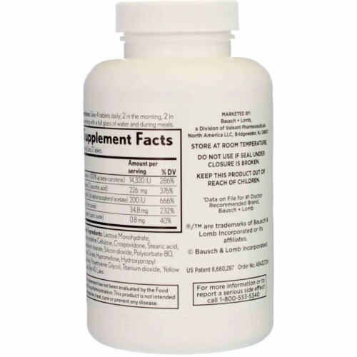Bausch & Lomb PreserVision AREDS Eye Vitamin & Mineral Supplement Tablets Perspective: top