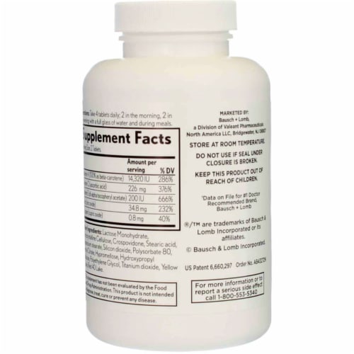Bausch & Lomb PreserVision AREDS Eye Vitamin & Mineral Supplement Tablets Perspective: top