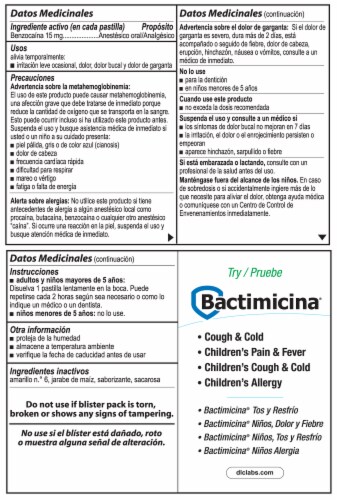 Bactimicina Benzocaine Sore Throat Lozenges Oral Analgesic Perspective: top
