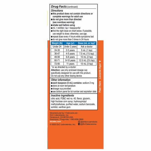 Bactimicina Children's Pain and Fever Reliever Acetaminophen Liquid, Ages 2-11 years, 4 fl oz Perspective: top