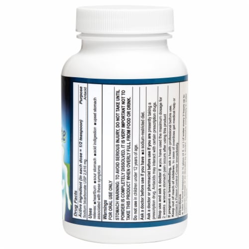 De La Cruz Sodium Bicarbonate Powder for Acid Reflux, Heartburn Relief 8 oz Jumbo Jar Perspective: top