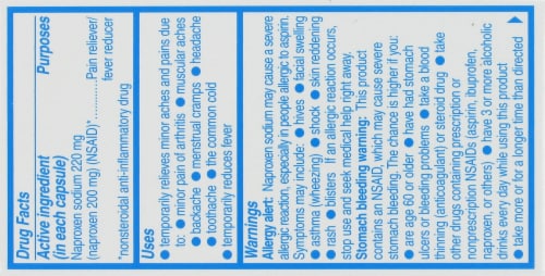 Aleve Naproxen Sodium 220mg Liquid Gels Perspective: top