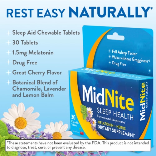 MidNite Cherry Sleep Aid Chewable Tablets Perspective: top
