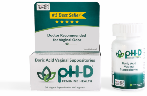pH-D® Feminine Health Boric Acid Vaginal Suppositories 600mg Perspective: top