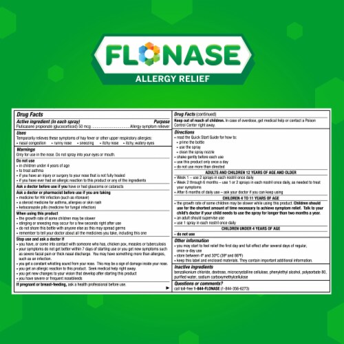 Flonase Allergy Relief 24 Hour Non Drowsy Fluticasone Proprionate Metered Nasal Spray Perspective: top