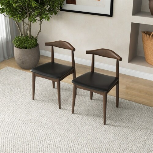 Blake Modern Dining Room and Kitchen Black Faux Leather Chair Set of 2 Perspective: top