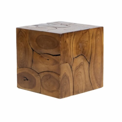 Zelda Mid Century Modern Solid Wood Ottoman Stool in Brown 1