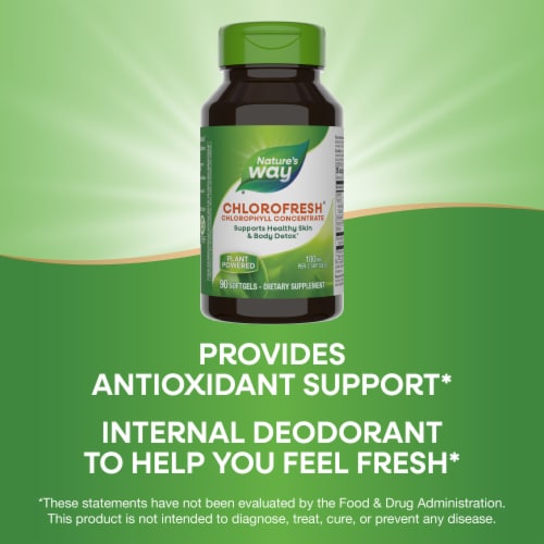 Nature's Way Chlorofresh Chlorophyll Concentrate Skin and Body Detox Softgels Perspective: top