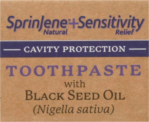 Sprinjene® Natural Sensitivity Relief Cavity Protection Toothpaste with Black Seed Oil & Zinc Perspective: top
