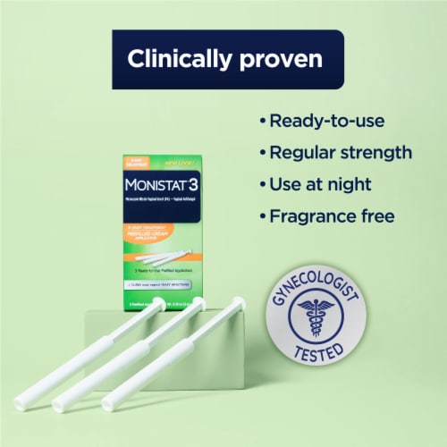 Monistat 3 3-Day Treatment Prefilled Cream Applicator Vaginal Antifungal 3 - 0.18 oz Each Perspective: top