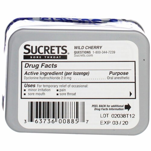 Sucrets Sore Throat Wild Cherry Lozenges Perspective: top