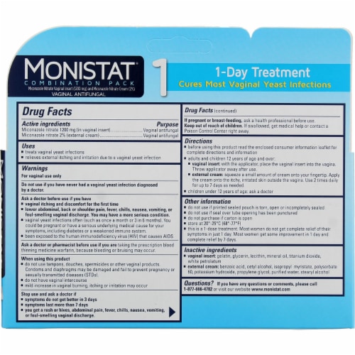 Monistat One-Day Maximum Strength Yeast Infection Treatment Ovule Insert & External Itch Cream Perspective: top