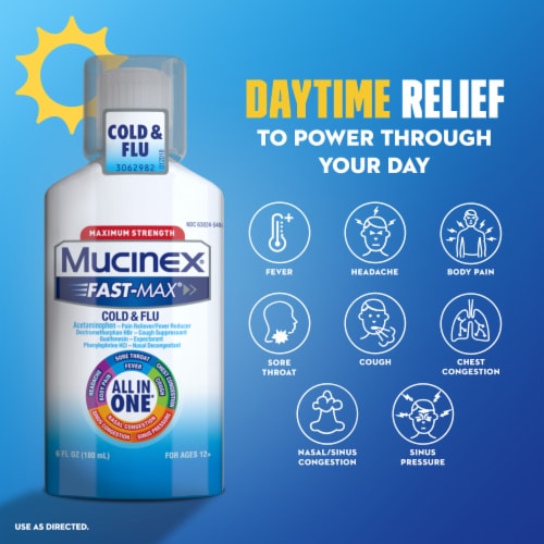 Mucinex Fast-Max Maximum Strength Cold & Flu All-in-One Liquid Perspective: top