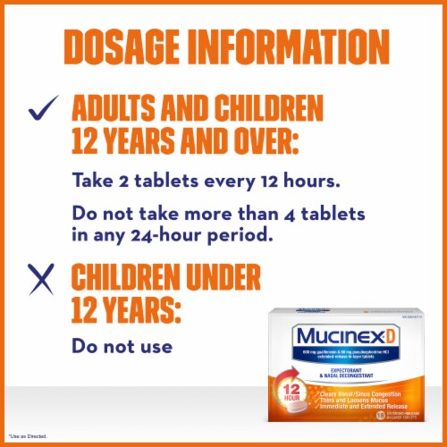 Mucinex D Expectorant & Nasal Decongestant 600mg Tablets Perspective: top